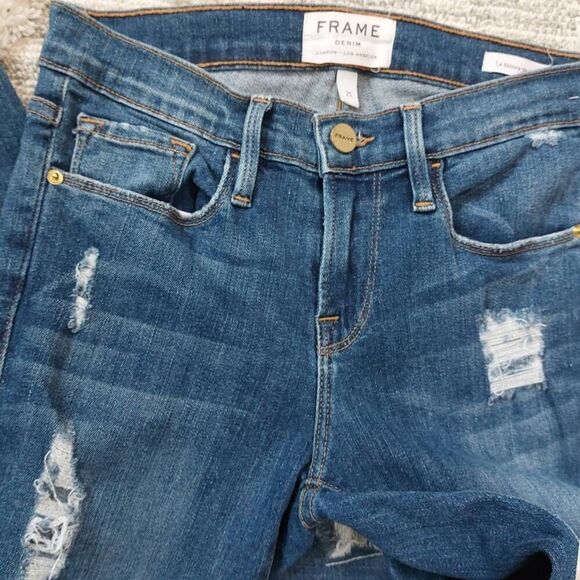 Frame Le Skinny De Jeanne Distressed Denim Jeans 25 - Picture 9 of 9